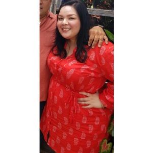 Orange T-shirt Style Dress that Ties at the Waist